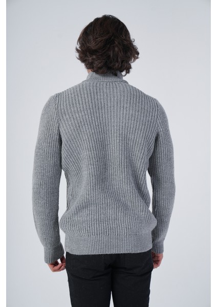 Erkek Gri Saç Yürütme Arka Kol Selanik Dik Yaka Cepli Triko Yün Hırka TRIST-5298 modelleri