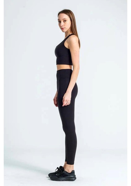 Yüksek Bel Geniş Kemer Toparlayıcı Sıkılaştırıcı Dalgıç Kumaş Günlük Spor Kadın Tayt Siyah fiyatları