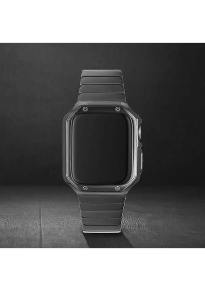 Apple Watch 42 mm Uyumlu 360 Tam Koruma Set Metal Kordon Silikon Kasa Stainless Steel Strap modelleri