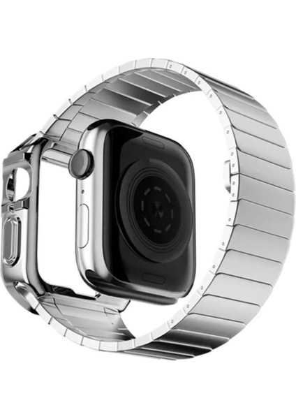 Apple Watch 42 mm Uyumlu 360 Tam Koruma Set Metal Kordon Silikon Kasa Stainless Steel Strap fiyatları