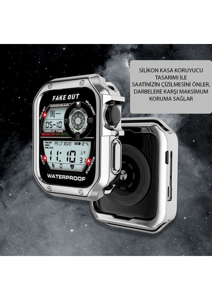 Apple Watch 42 mm Uyumlu 360 Tam Koruma Set Metal Kordon Silikon Kasa Stainless Steel Strap modelleri