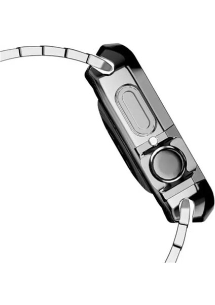 Apple Watch 42 mm Uyumlu 360 Tam Koruma Set Metal Kordon Silikon Kasa Stainless Steel Strap fırsatları