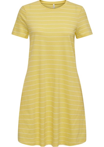 Pamuklu Cepli Regular Fit Bisiklet Yaka Mini Elbise Bayan Elbise 15202971