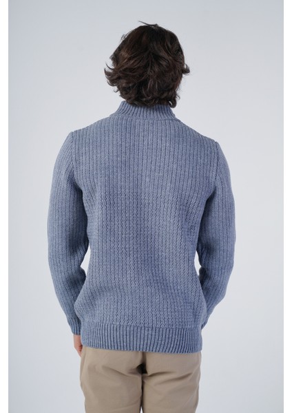 Erkek Havacı Zikzak Yürütmeli Dik Yaka Kısa Fermuarlı Triko Yün Kazak TRIST-5301 modelleri