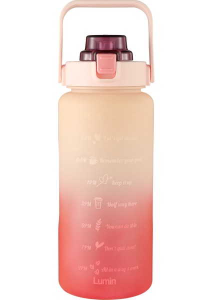 Lumin Su Matarası 2 Litre Motivasyon Matarası Bpa Free Su Şişesi Suluk Water Bottle