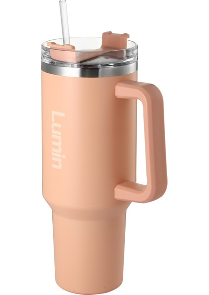 Lumin Quencher Tumbler 0,89 Litre Vakum Yalıtımlı Termos Bardak Kapaklı ve Pipetli Soft Pink