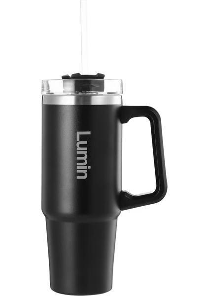 Lumin Quencher Tumbler 1,18 Litre Vakum Yalıtımlı Termos Bardak Kapaklı ve Pipetli Black Edition