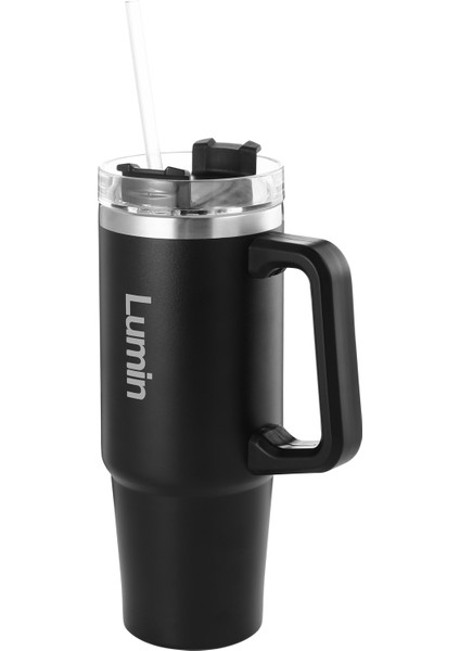 Lumin Quencher Tumbler 1,18 Litre Vakum Yalıtımlı Termos Bardak Kapaklı ve Pipetli Black Edition