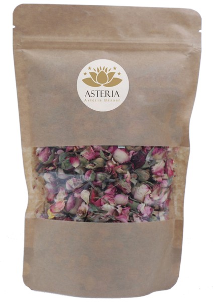 Asteria Bazaar Pembe Tomurcuk Gül Kurusu, Pink Rose Bud Tea %100 Organik Pembe Kuru Gül Goncası Çayı