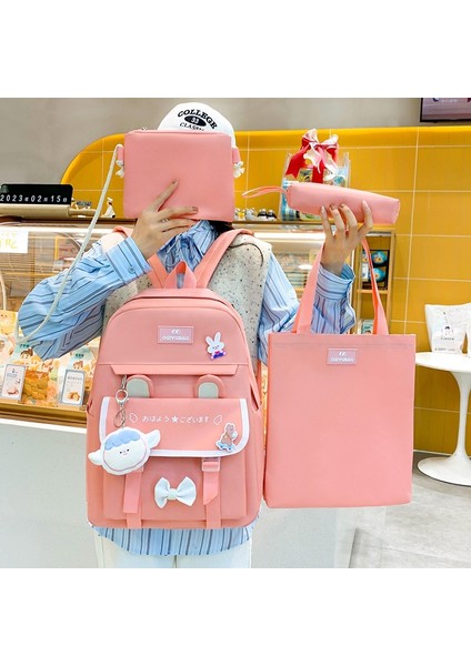 Yeni Okul Çantası Sevimli Erkek ve Kadın Sırt Çantası Karikatür Tavşan Kulakları Oxford Kumaş Nefes Alabilen Okul Sırt Çantası (Yurt Dışından) fiyatları