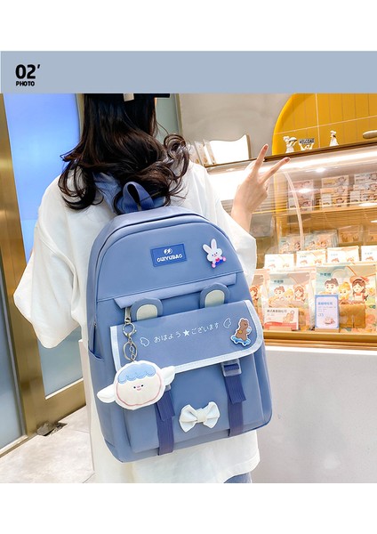 Yeni Okul Çantası Sevimli Erkek ve Kadın Sırt Çantası Karikatür Tavşan Kulakları Oxford Kumaş Nefes Alabilen Okul Sırt Çantası (Yurt Dışından) modelleri