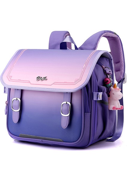 Moda Degrade Renk Çocuk Yatay Versiyonu Okul Çantası Ilkokul Öğrencileri 2-5 Sınıf Erkek ve Kız Büyük Kapasiteli Yükü Azaltan Sırt Çantası (Yurt Dışından)