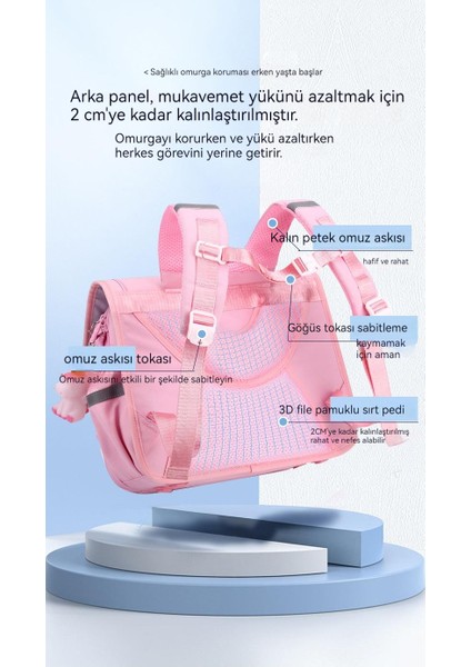 Moda Degrade Renk Çocuk Yatay Versiyonu Okul Çantası Ilkokul Öğrencileri 2-5 Sınıf Erkek ve Kız Büyük Kapasiteli Yükü Azaltan Sırt Çantası (Yurt Dışından) fiyatları