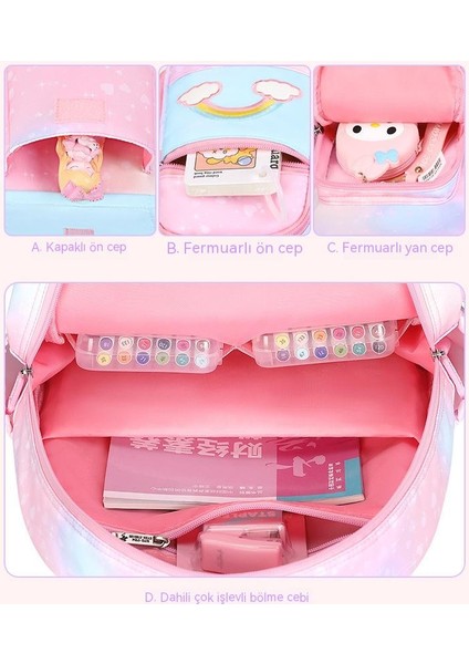 Buzdolabı Tarzı Degrade Ilkokul Öğrencilerinin Okul Çantasının Yeni Gökkuşağı Versiyonu, 1-3. Sınıflar Için Yükü Azaltan Kadın Omurga Koruma Sırt Çantası (Yurt Dışından) indirimleri