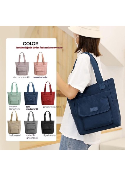 Büyük Kapasiteli Kadın Moda Trendi Omuzdan Askili Çanta Naylon Su Geçirmez Tüm Maç Tote Çanta El Alışveriş Çantası Gelgit (Yurt Dışından)