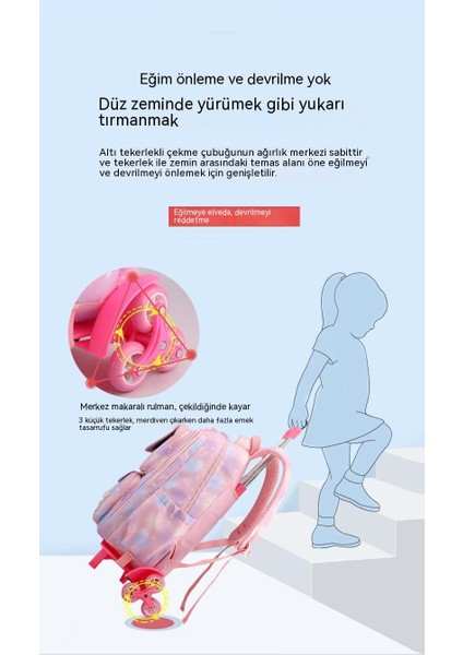 Arabalı Okul Çantası Kadın Üçüncü Ila Altıncı Sınıf Degrade Büyük Kapasiteli Taşınabilir Su Geçirmez Altı Tekerlekli Ayrılabilir Öğrenci Okul Çantası (Yurt Dışından) fiyatları