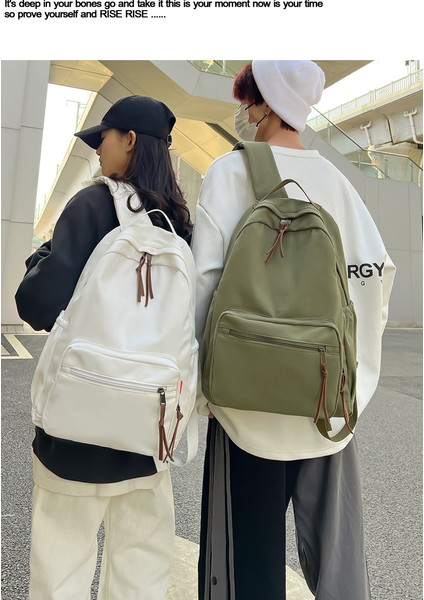 2023 Yeni Öğrenci Okul Çantası Açık Işık Düz Renk Taze Sırt Çantası Erkekler ve Kadınlar Basit Rahat Sırt Çantası (Yurt Dışından) fiyatları