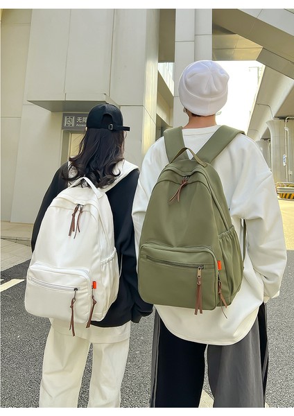 2023 Yeni Öğrenci Okul Çantası Açık Işık Düz Renk Taze Sırt Çantası Erkekler ve Kadınlar Basit Rahat Sırt Çantası (Yurt Dışından) modelleri