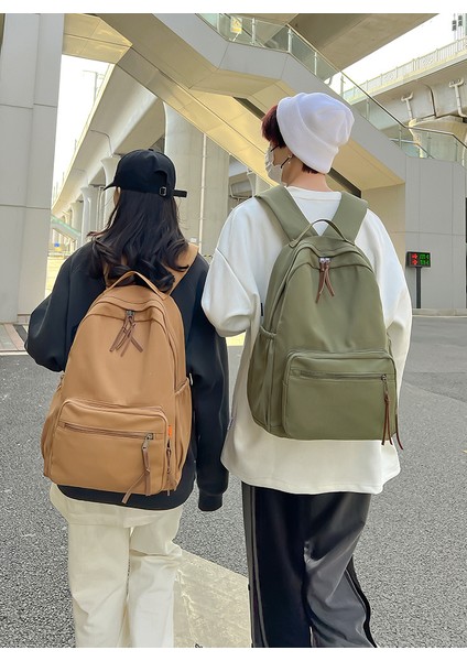 2023 Yeni Öğrenci Okul Çantası Açık Işık Düz Renk Taze Sırt Çantası Erkekler ve Kadınlar Basit Rahat Sırt Çantası (Yurt Dışından) fırsatları