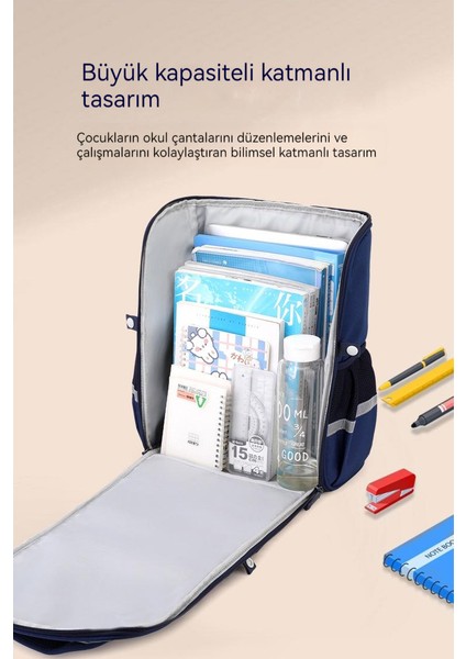 Ilkokul Öğrencilerinin Okul Çantası Tek Parça Yük Azaltıcı Sırt Çantası Hafif Erkek ve Kız Çocuk Karikatür Sevimli Sırt Çantası (Yurt Dışından)