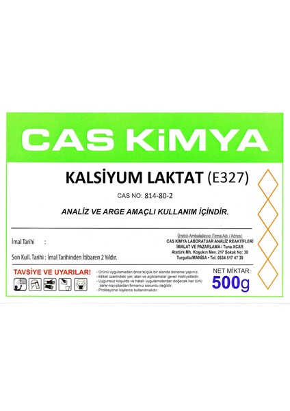 Kalsiyum Laktat E327 fiyatları