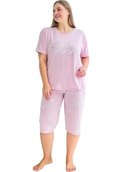 Viskon Büyük Beden Bayan Kapri Takım Battal Boy