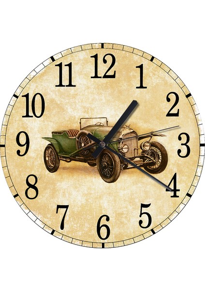Yeşil Retro Araba Analog Duvar Saati