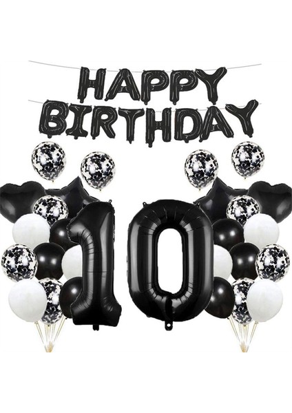 Lüks Siyah Doğum Günü Parti Balon Set