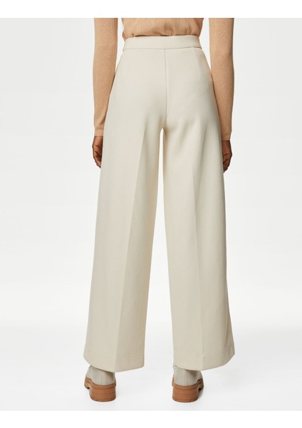 Yüksek Bel Wide Leg Örme Pantolon