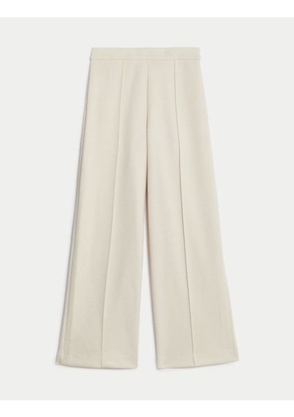 Yüksek Bel Wide Leg Örme Pantolon
