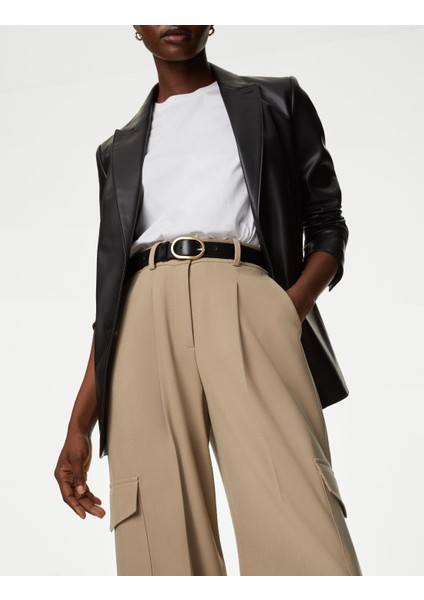 Regular Fit Wide Leg Kargo Pantolon
