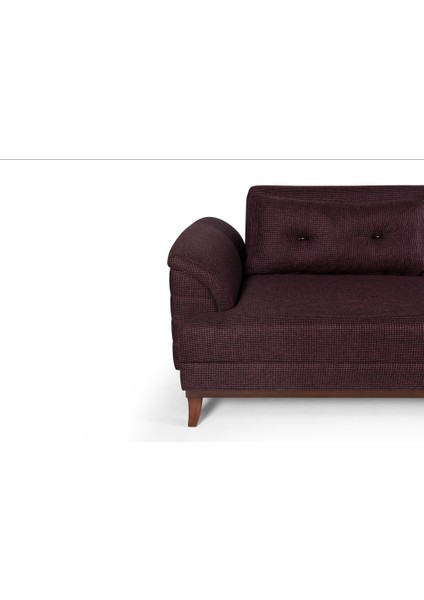 Perla Sofa Madrid Üçlü Yataklı Kanepe Koyu  Bordo Kazayağı