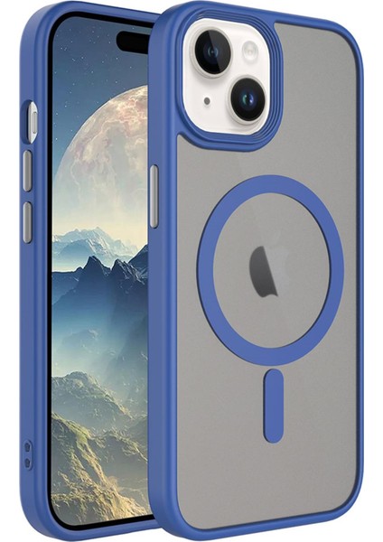 Apple iPhone 15 Plus Kılıf Mat Arka Yüzey Wireless Şarj Özellikli Flet Magsafe Kılıf