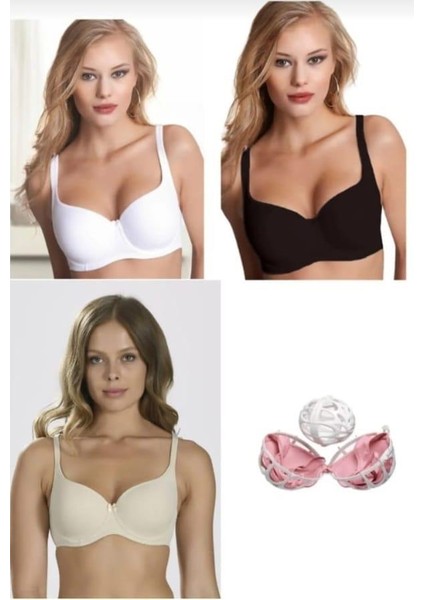 3613 Bayan Toparlayıcı Balenli Soft Cup Sütyen 3 Adet
