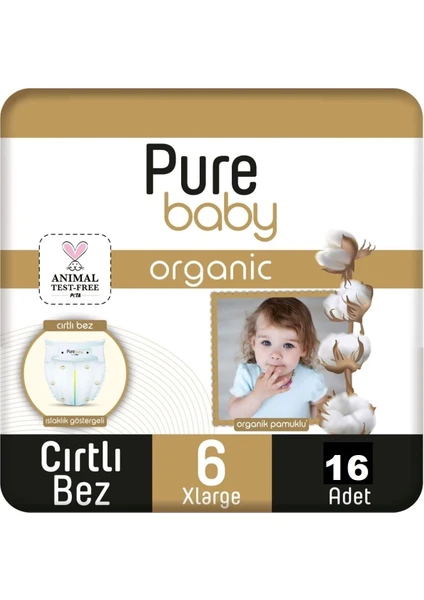 Pure Baby Organic Bebek Bezi 6 Numara Xl 15-27 kg 16 Adet