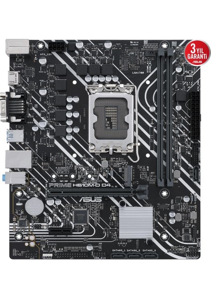 Prıme H610M-D D4 3200(OC) VGA HDMI Dp M.2 Matx 1700P
