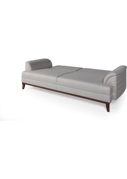 Perla Sofa Madrid Üçlü Yataklı Kanepe Keten Krem