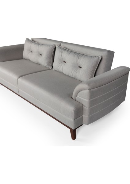 Perla Sofa Madrid Üçlü Yataklı Kanepe Keten Krem