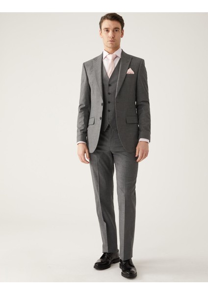 Marks & Spencer Slim Fit Sharkskin Pantolon