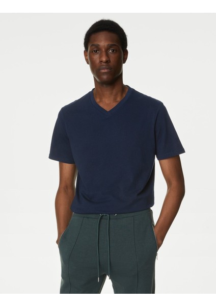 Saf Pamuklu 3'lü V Yaka T-Shirt Seti modelleri