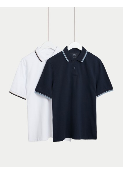 Marks & Spencer Saf Pamuklu 2'li Polo Yaka T-Shirt