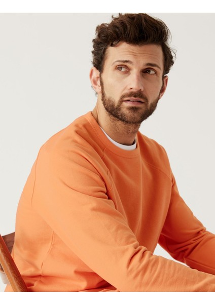 Marks & Spencer Saf Pamuklu Yuvarlak Yaka Sweatshirt