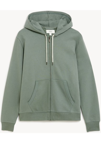 Marks & Spencer Saf Pamuklu Kapüşonlu Sweatshirt