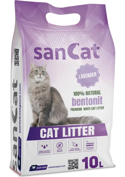 Sancat Lavanta Kokulu Premium Beyaz Kedi Kumu 10 Lt