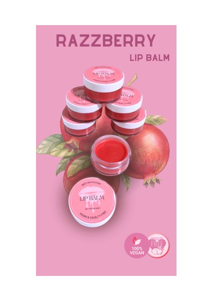 Razzberry - Vegan Dudak Balmı - Shea&Hindistan Cevizi Yağı İçeren Dudak Nemlendiricisi - Lip Balm