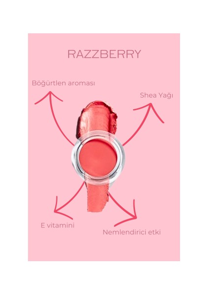 Razzberry - Vegan Dudak Balmı - Shea&Hindistan Cevizi Yağı İçeren Dudak Nemlendiricisi - Lip Balm