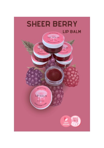 Sheer Berry - Vegan Dudak Balmı - Shea&Hindistan Cevizi Yağı İçeren Dudak Nemlendiricisi - Lip Balm