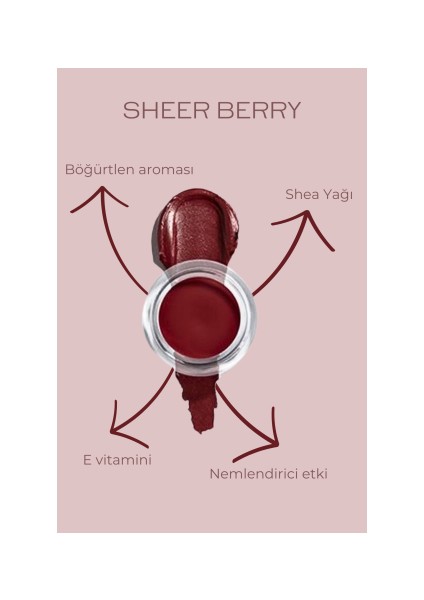 Sheer Berry - Vegan Dudak Balmı - Shea&Hindistan Cevizi Yağı İçeren Dudak Nemlendiricisi - Lip Balm