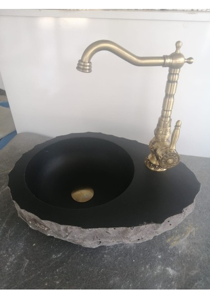 Bazalt Kütük Batarya Çıkışlı Lavabo