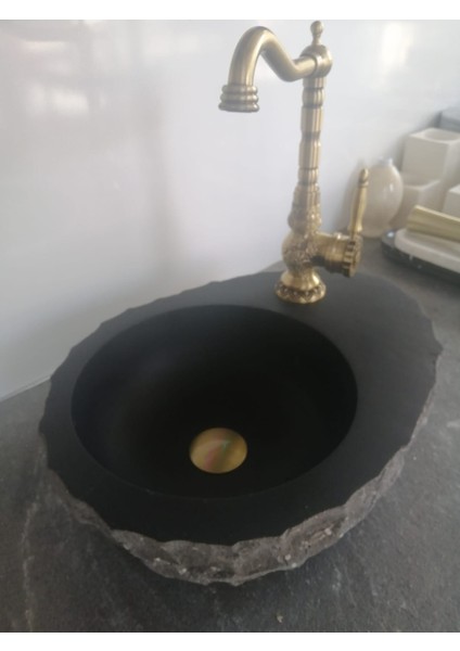 Bazalt Kütük Batarya Çıkışlı Lavabo